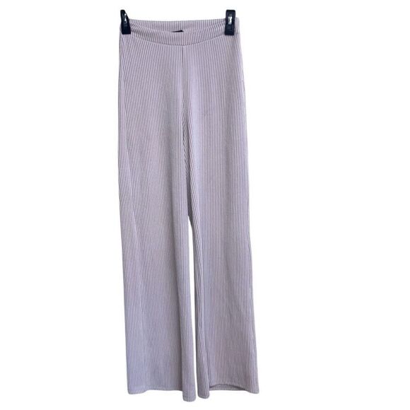 425. 21 saints cream high rise ribbed wide leg boho style pants size small - Picture 1 of 7